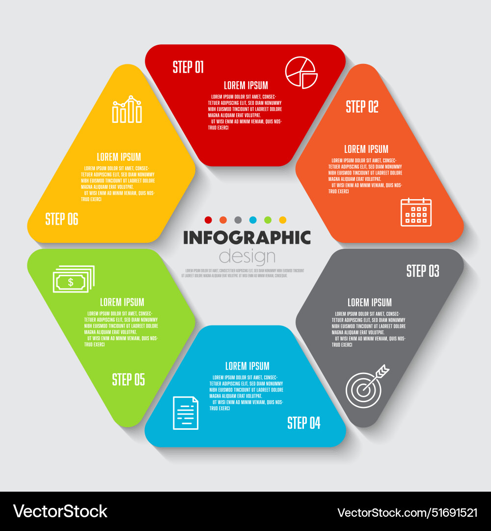 Infographic chart 6 step for business Royalty Free Vector
