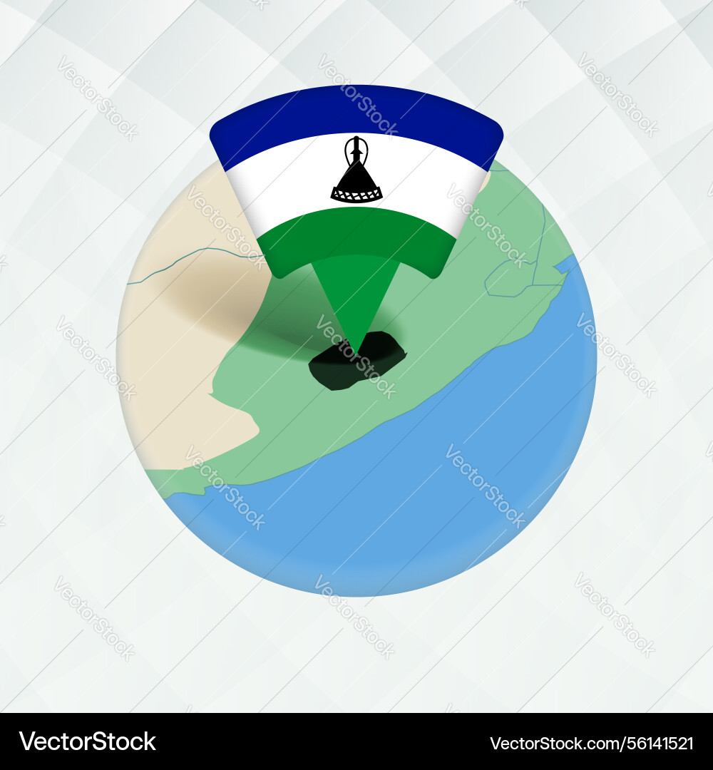 Lesotho map highlighted with flag marker Vector Image