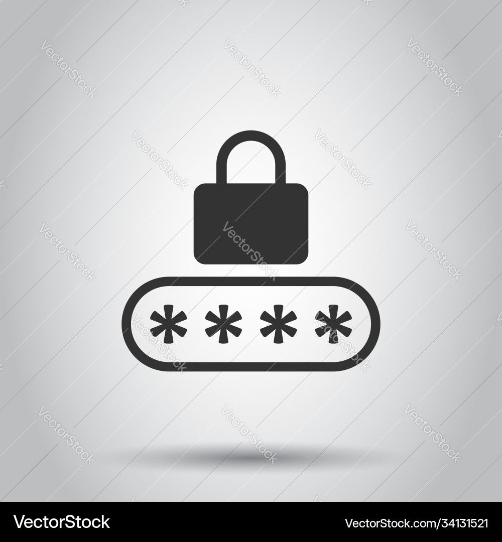 Login icon in flat style password access on white Login icon in flat style password access on white vector image