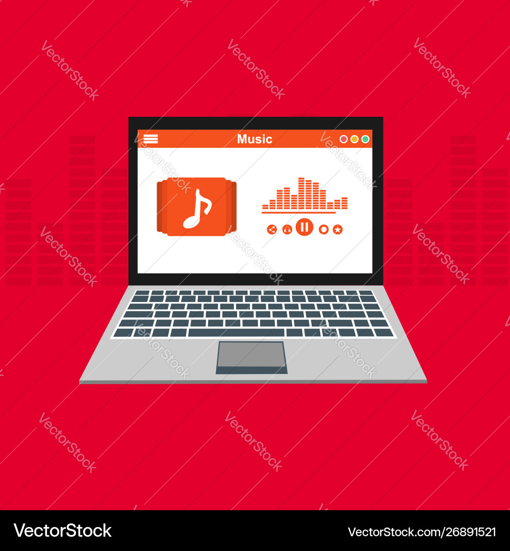 Media player application app template with flat Media player application app template with flat vector image