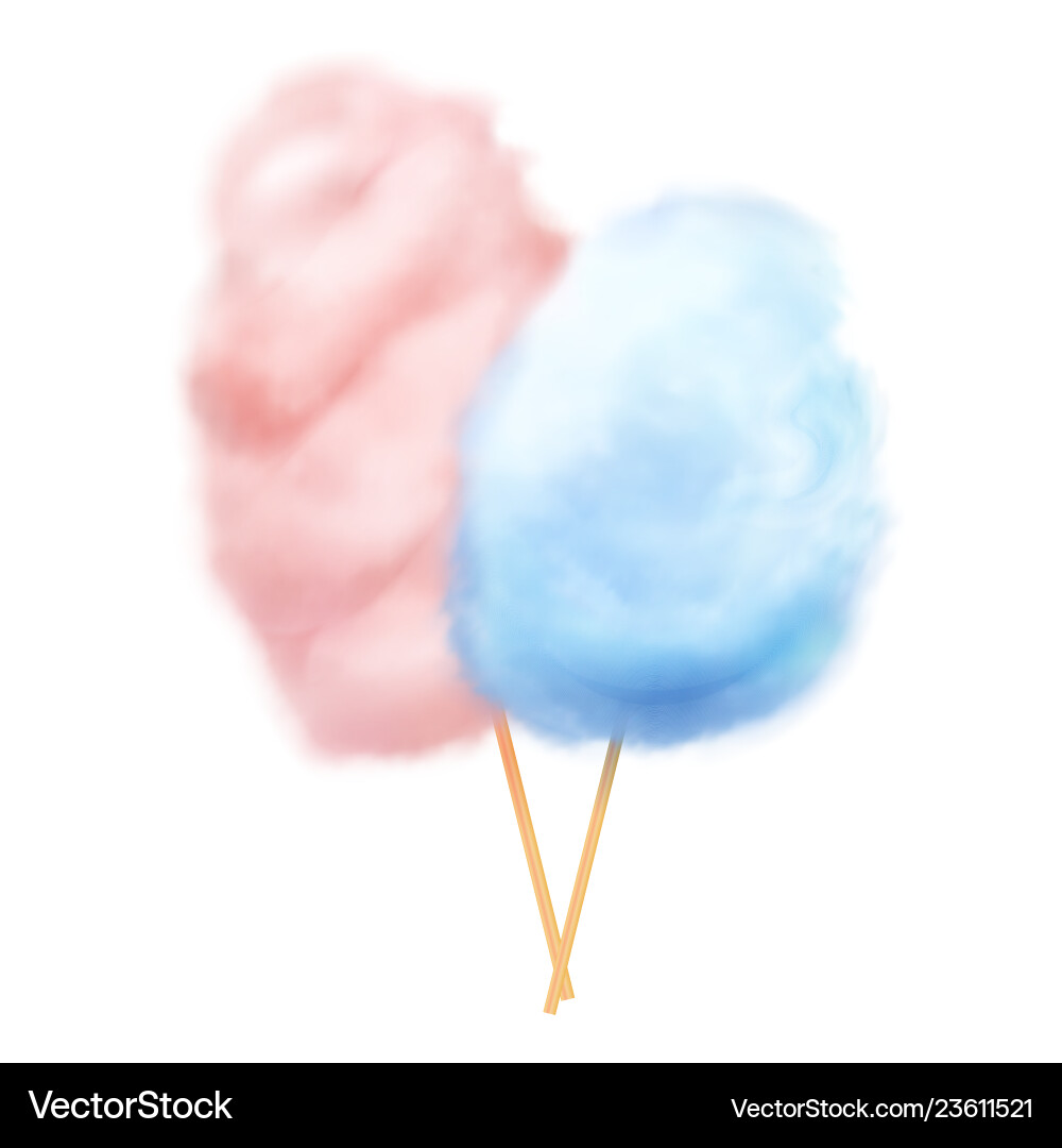 Pink and blue realistic cotton candies with stick Pink and blue realistic cotton candies with stick vector image