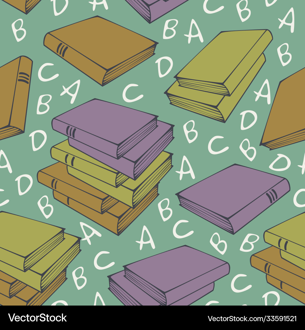 Seamless pattern books and stacks Vector Image