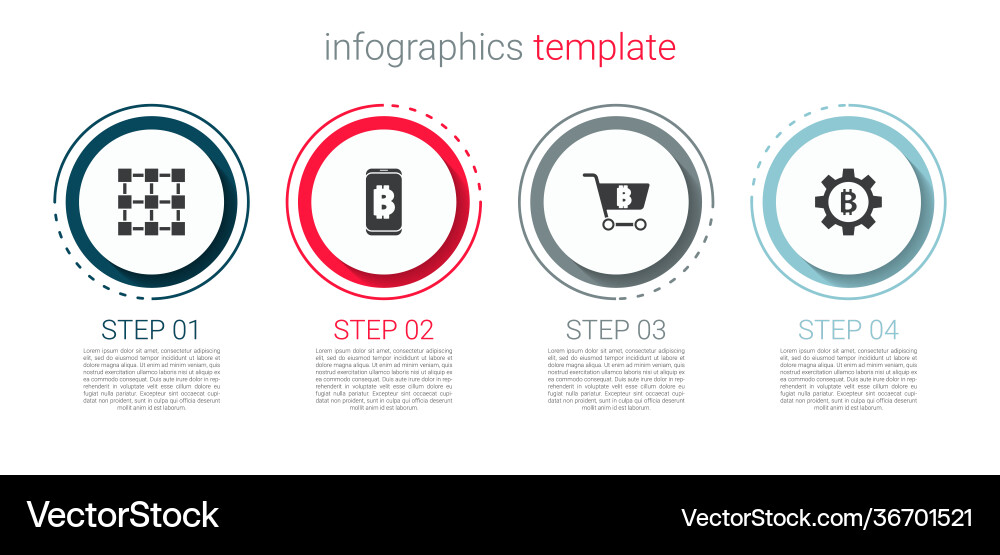 Set blockchain technology mining bitcoin from Set blockchain technology mining bitcoin from vector image