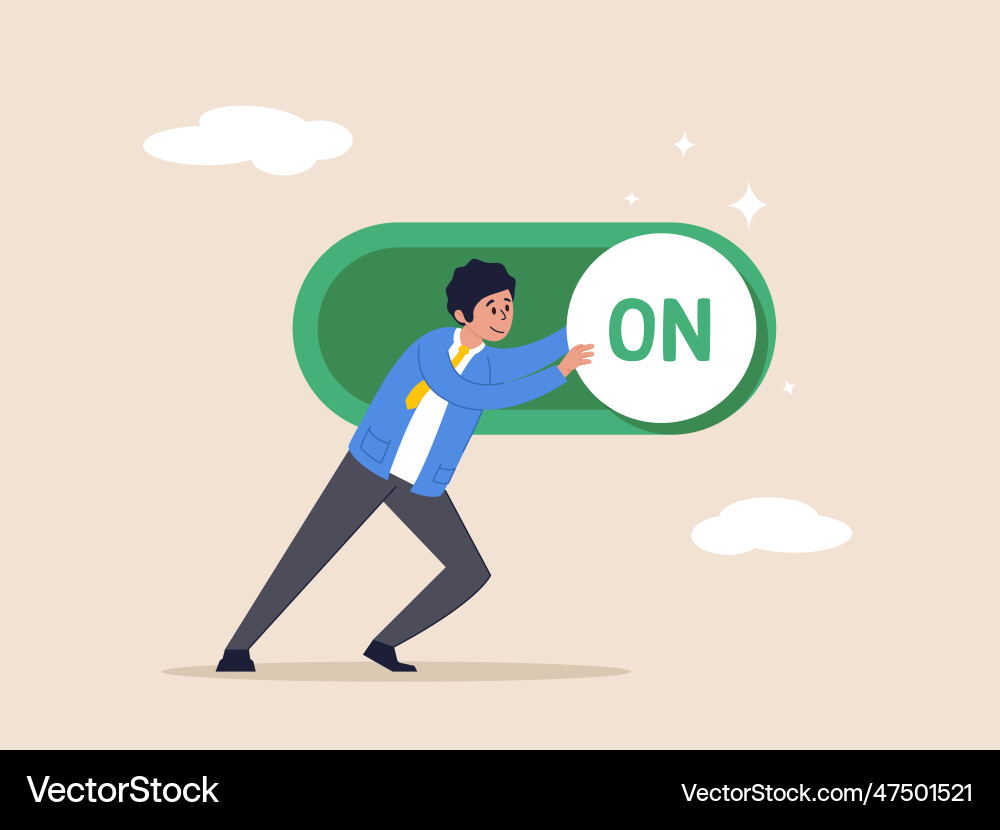Setting or preference concept turn on switch Setting or preference concept turn on switch vector image