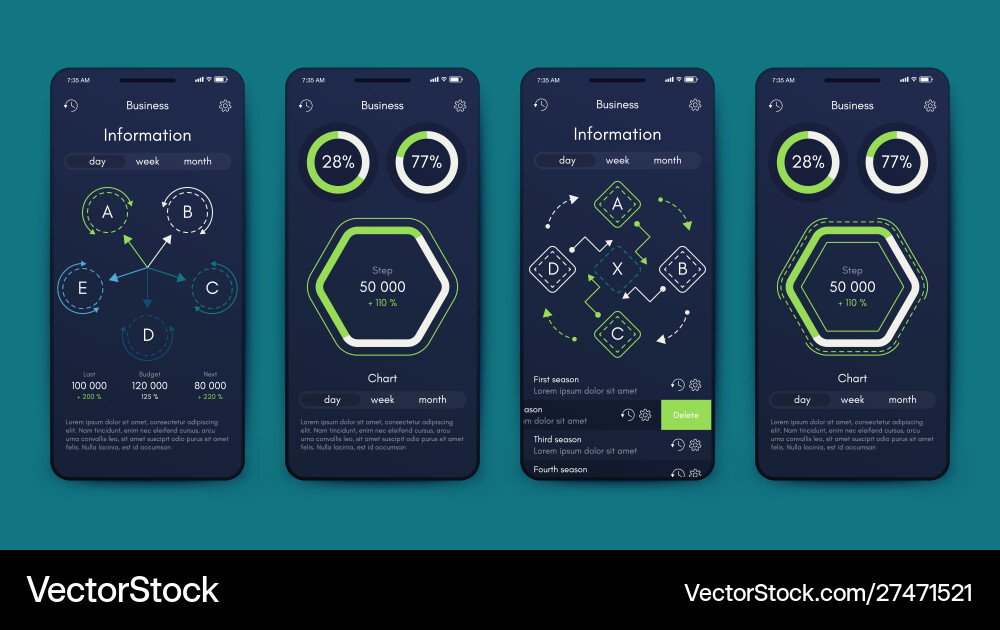 Verschiedene ui ux gui-Bildschirme und flache Web-Symbole Verschiedene ui ux gui-Bildschirme und flache Web-Symbole Vektorbild