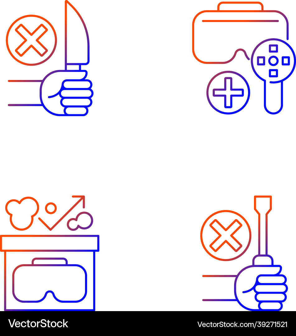 Vr guide gradient linear manual label icons set Vr guide gradient linear manual label icons set vector image