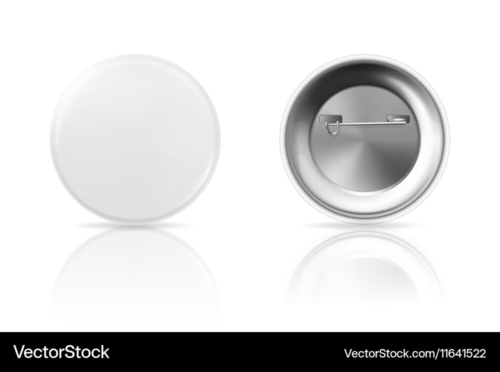 Blank button badge with reflection front and back vector image