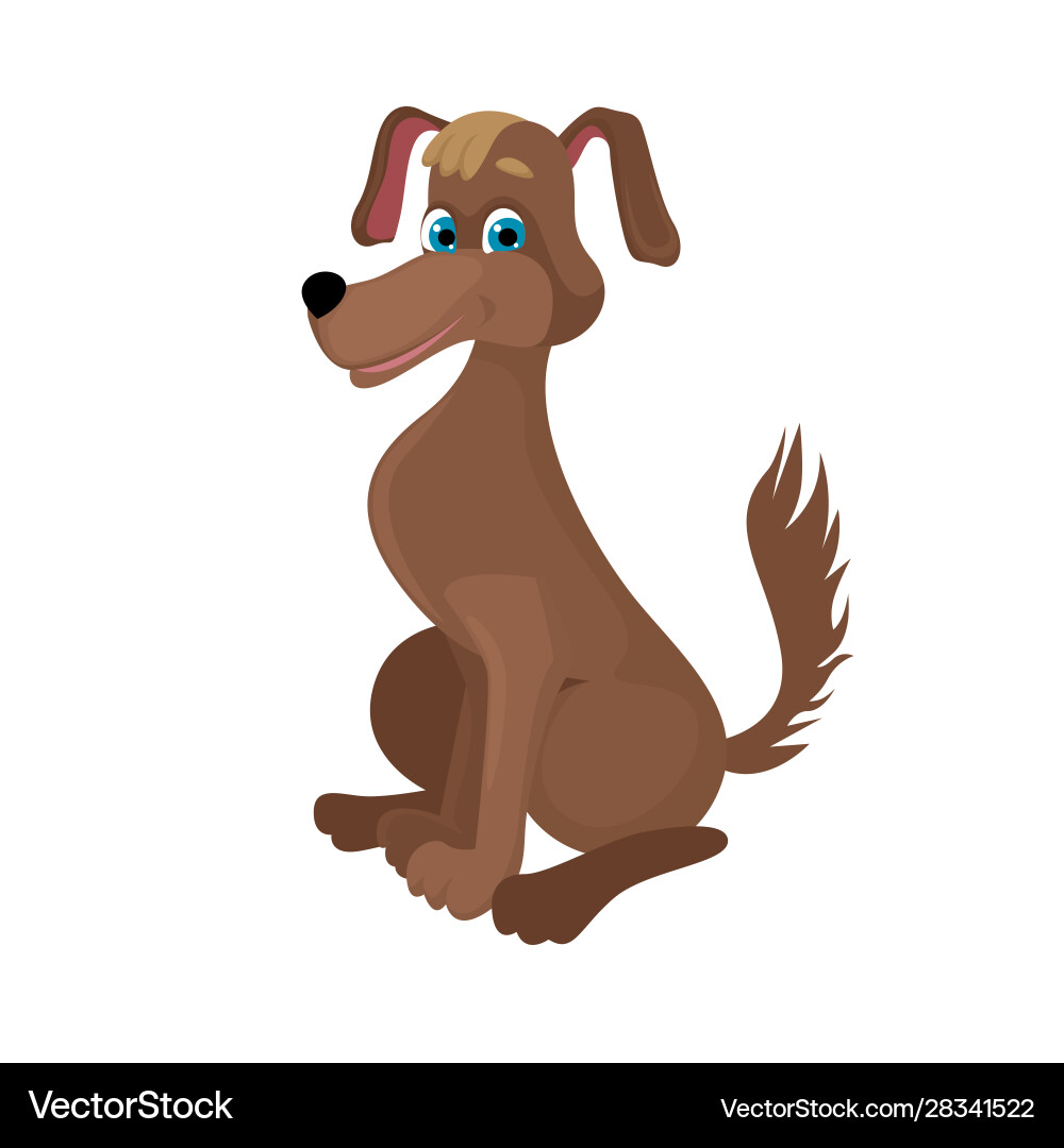 Character dog cartoon mongrel brown wool long Character dog cartoon mongrel brown wool long vector image