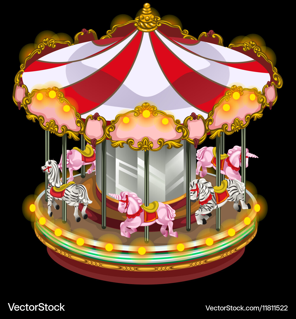 Colorful Carousel with Zebra and Unicorn vector image
