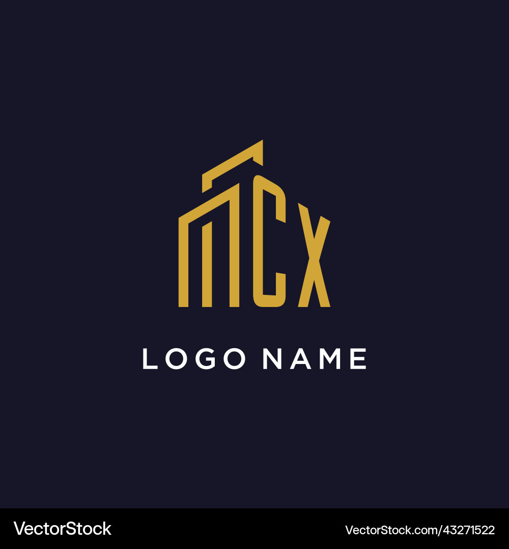 Cx initial monogram with building logo design Cx initial monogram with building logo design Vector Image