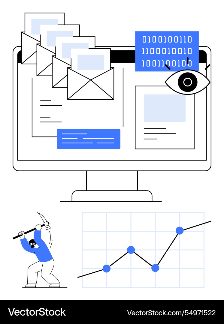 Digital privacy and data mining concept vector image
