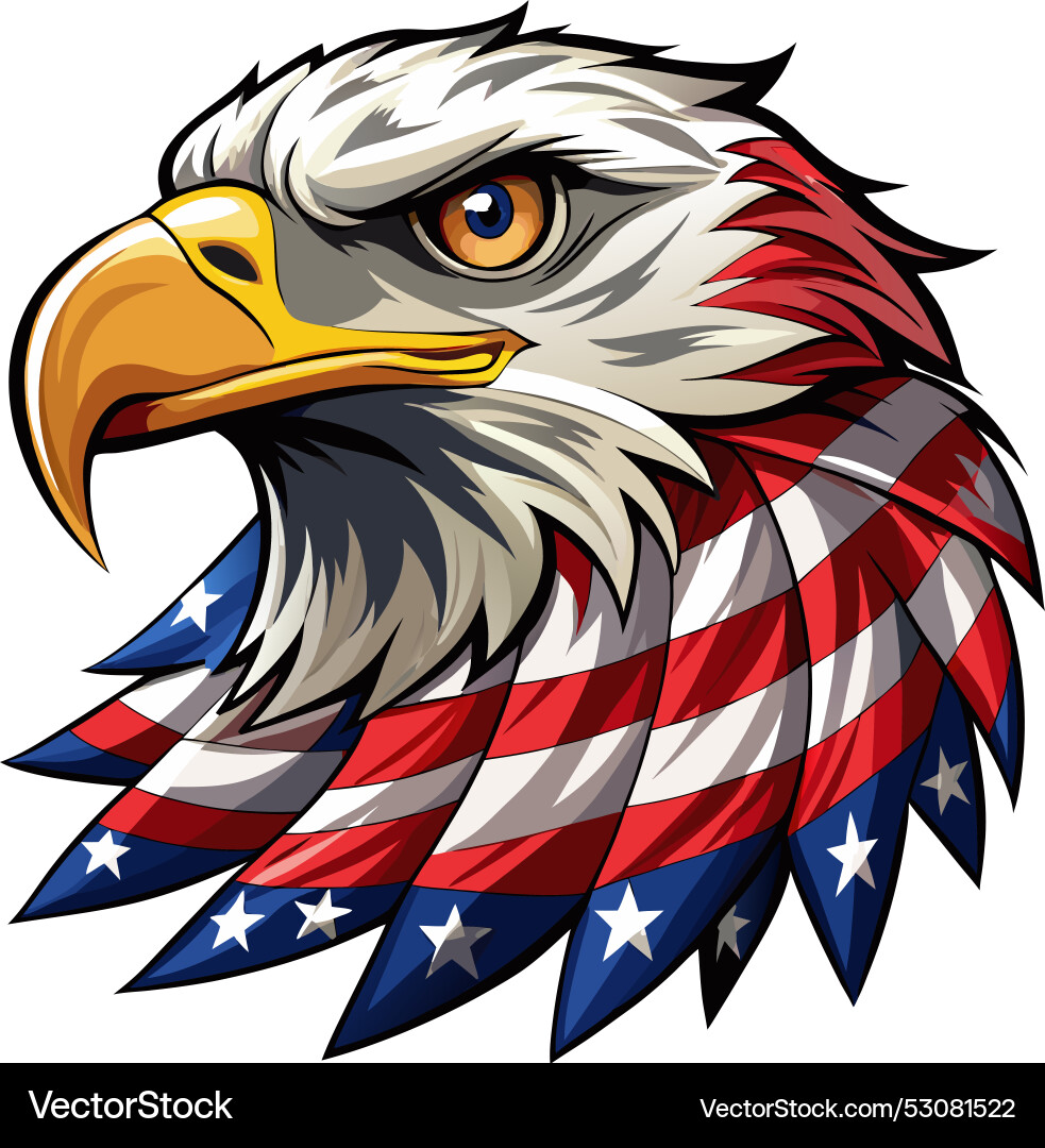 Eagle head with american flag pattern Royalty Free Vector