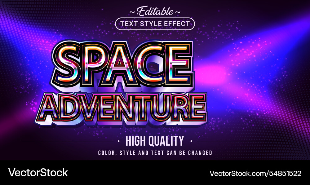 Editable text style effect - space adventure vector image