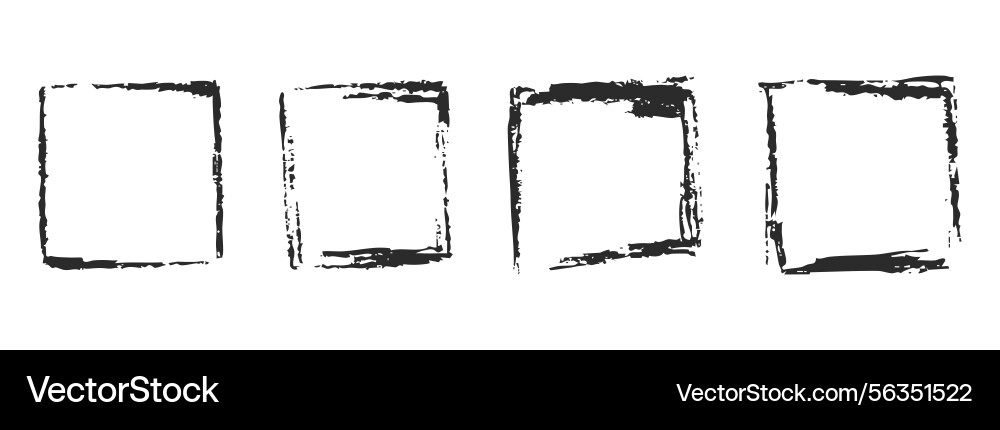 Grunge rectangle frames with textured edges paint Grunge rectangle frames with textured edges paint vector image