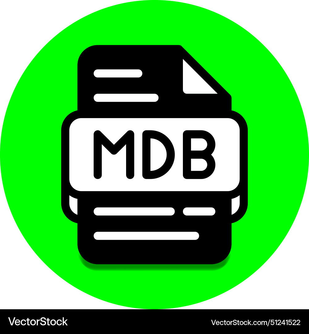 Mdb file type database icon document files Mdb file type database icon document files vector image