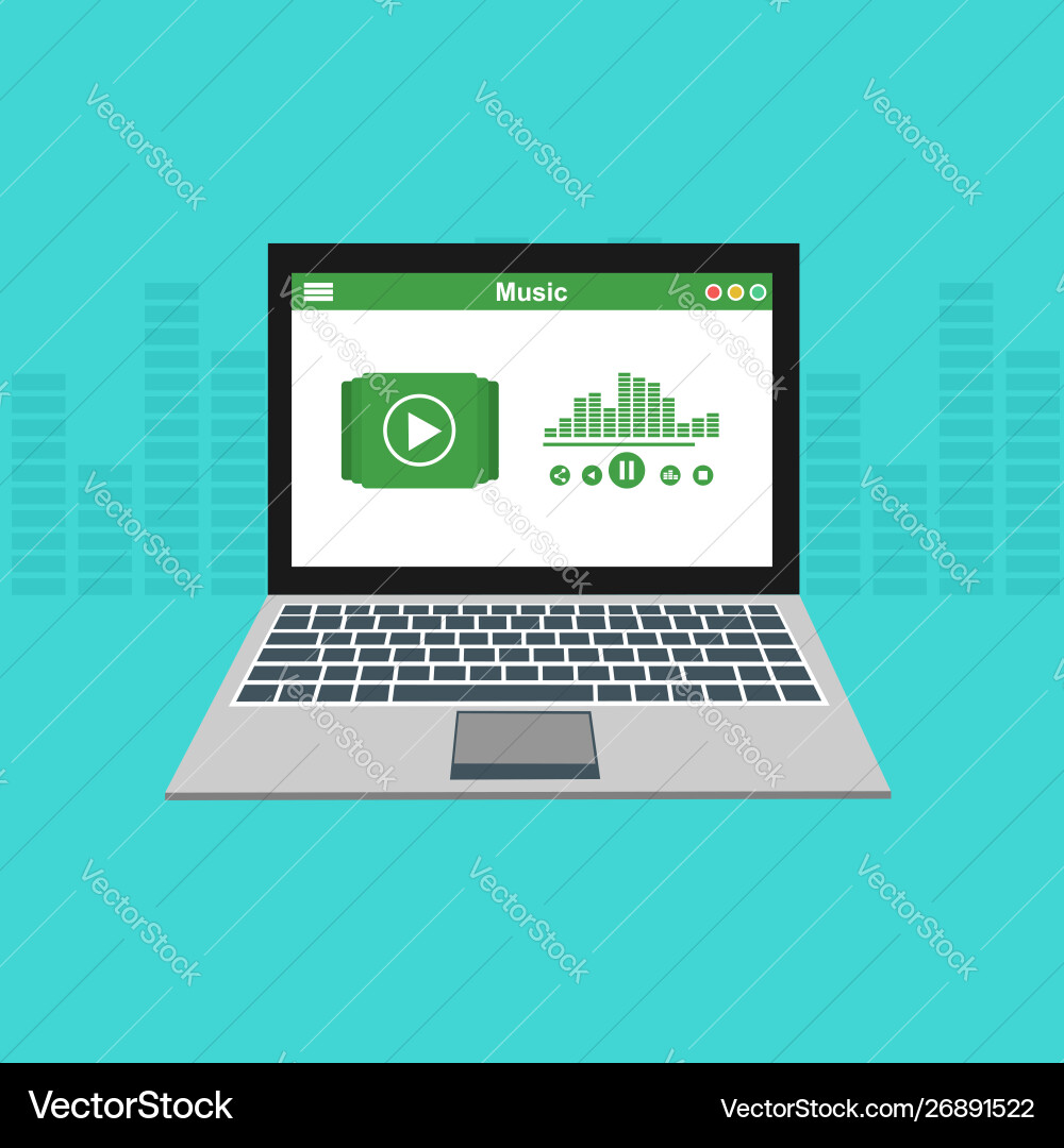 Media player application app template with flat Media player application app template with flat vector image