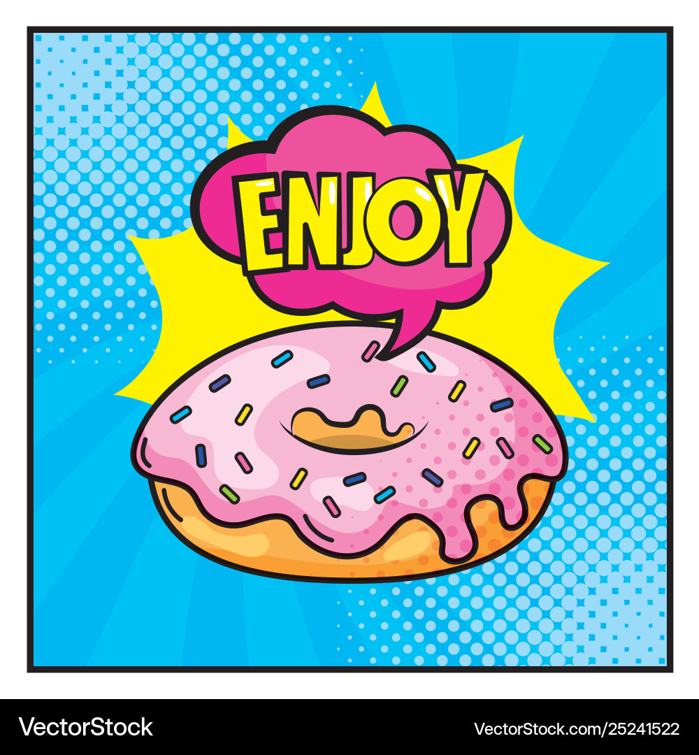Retro Pop Donut with 'Enjoy' Message vector image