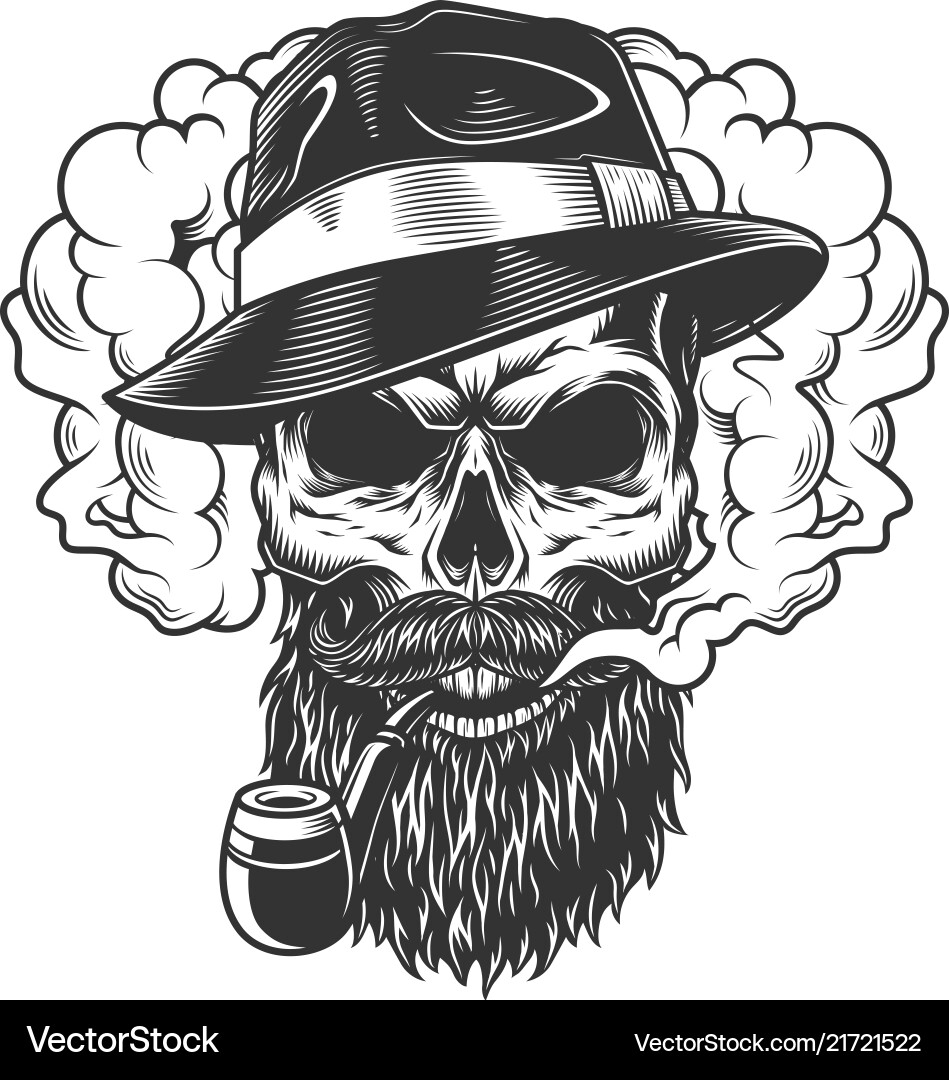 Skull in smoke cloud vector image
