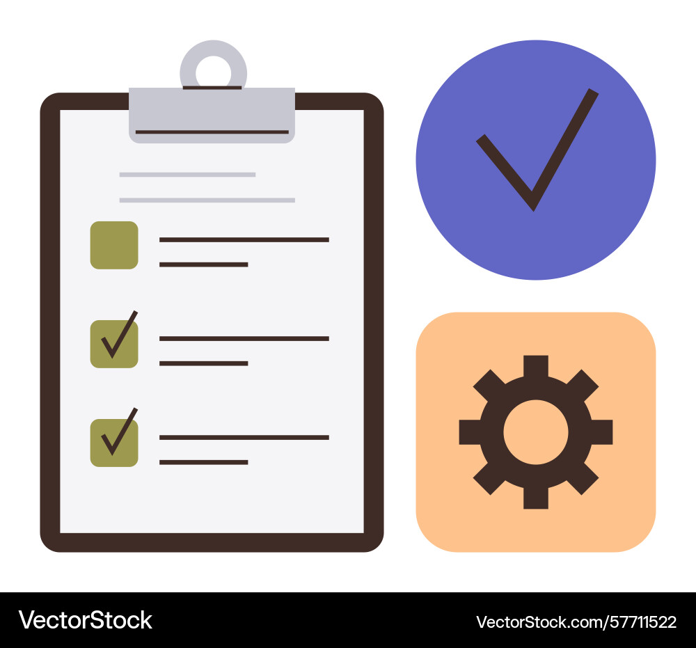 Task checklist with checkmarks gear for settings vector image