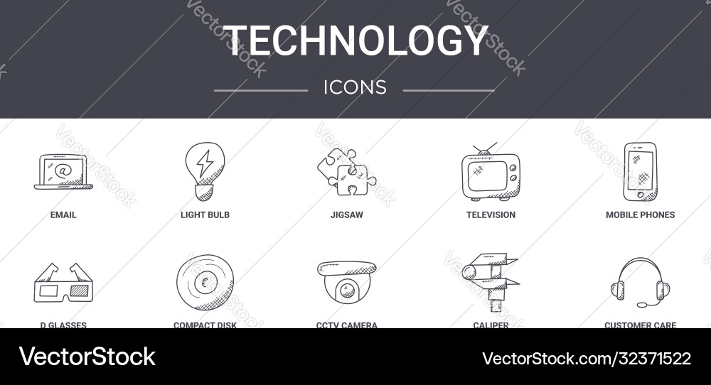 Technology concept line icons set contains Technology concept line icons set contains vector image