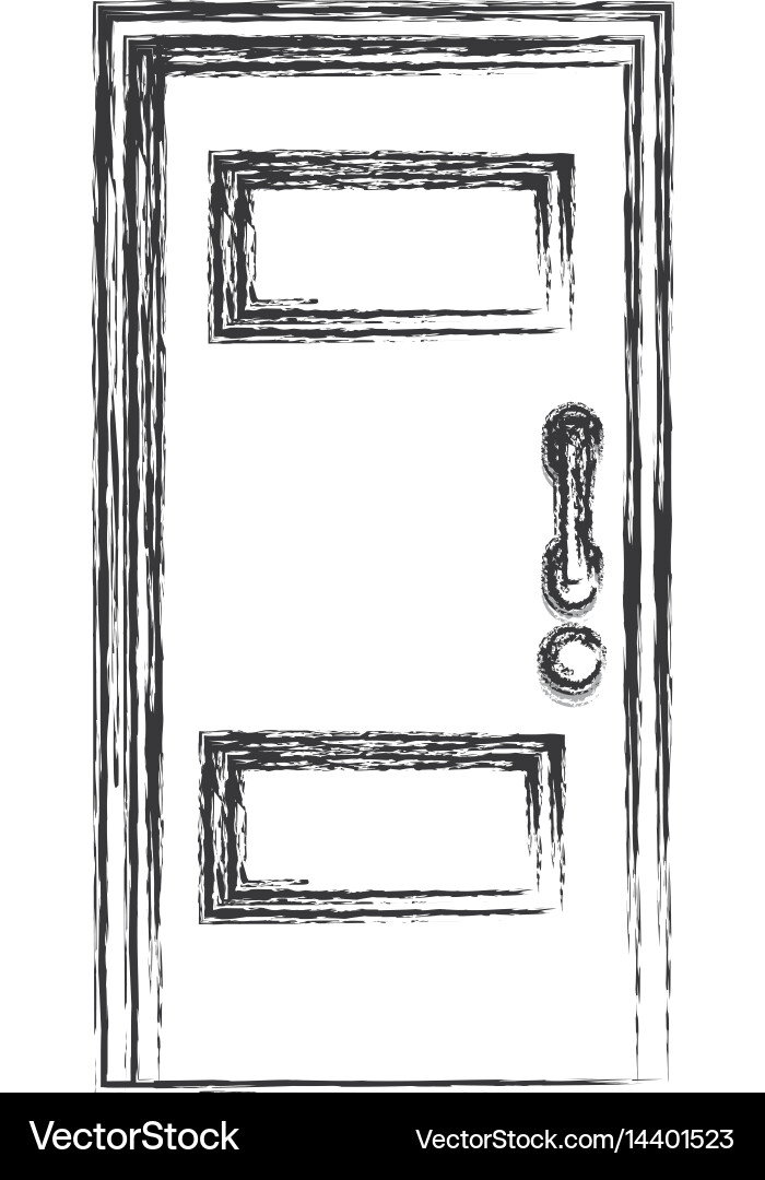Closed Wooden Door Sketch Vector Image