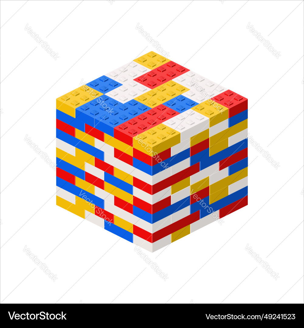 Colored cube made from random blocks Colored cube made from random blocks vector image