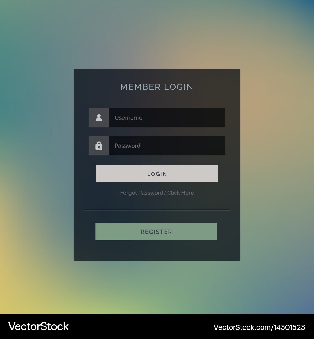 Dark theme member login form ui design vector image