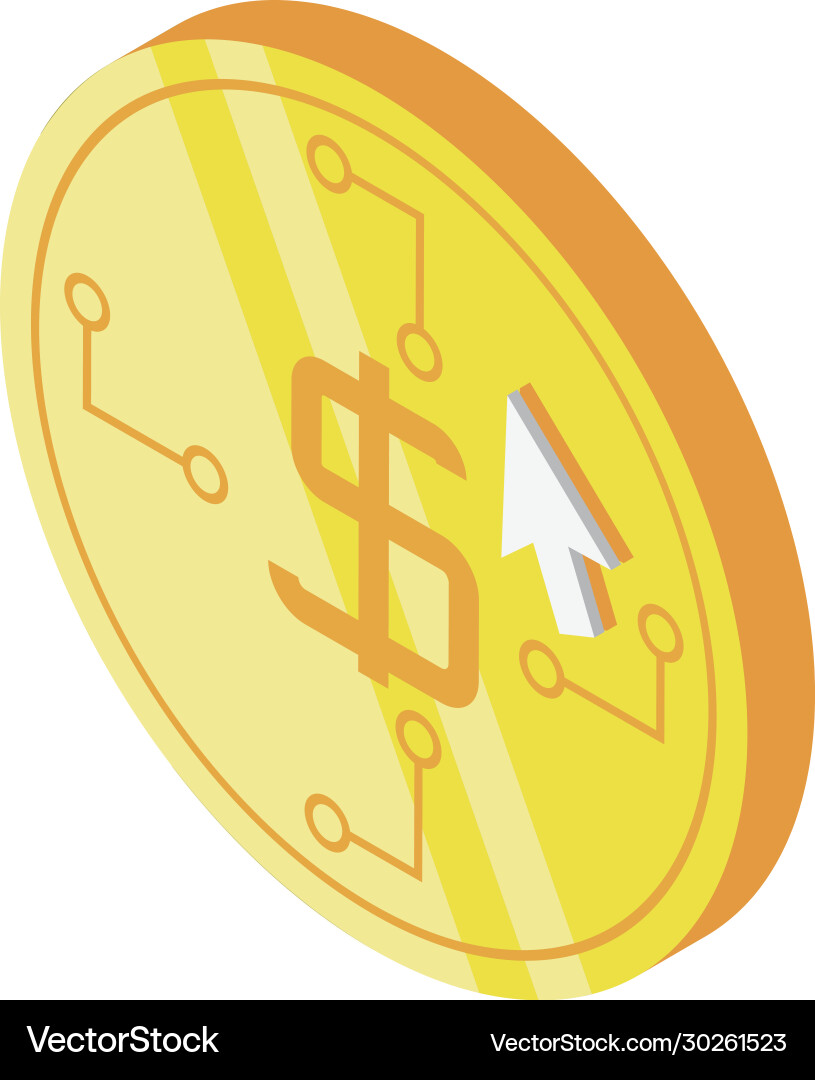 Dollar coin with mouse cursor on white background vector image