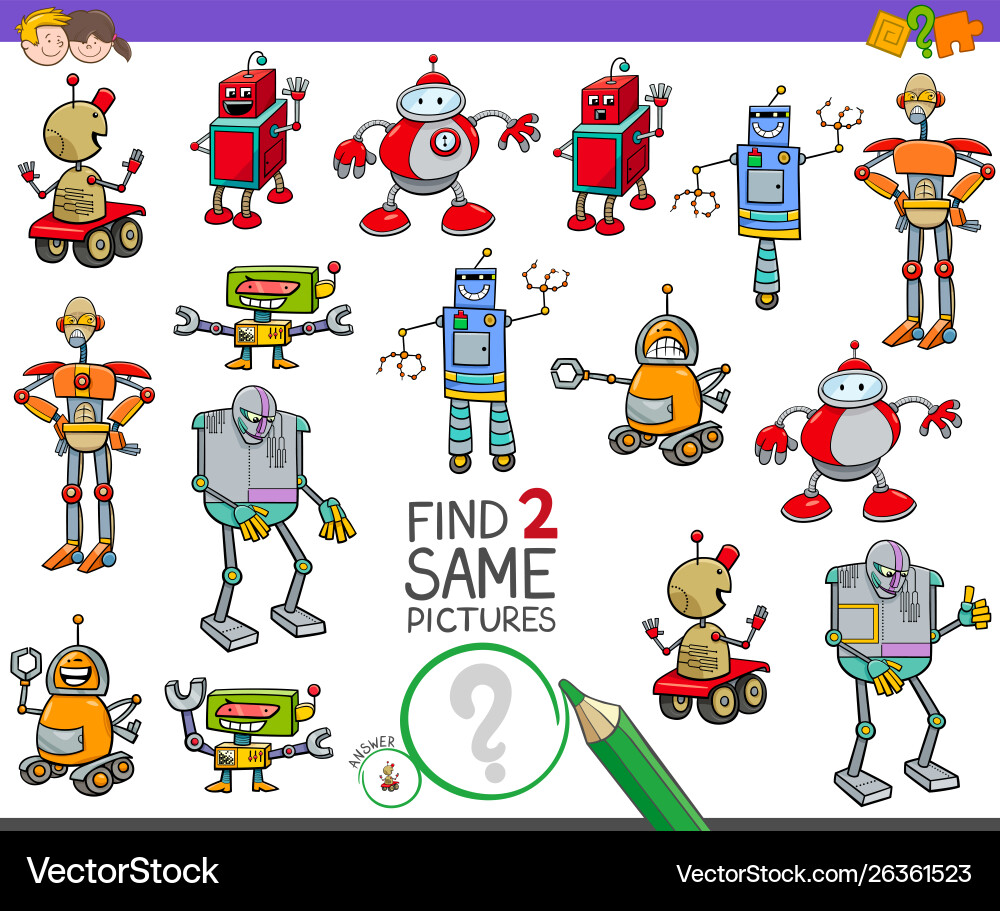 Find Two Matching Robot Pairs vector image