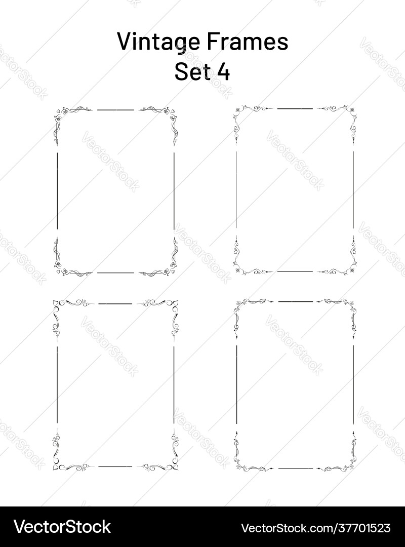 Four retro rectangular frames with flourishes Four retro rectangular frames with flourishes vector image