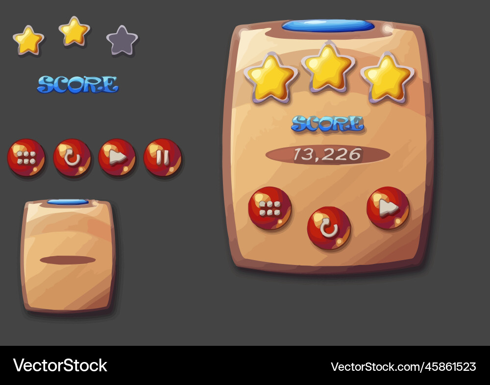 Komplettes Set von Level-Taste Spiel ui Pop-up-Symbol Vektorbild