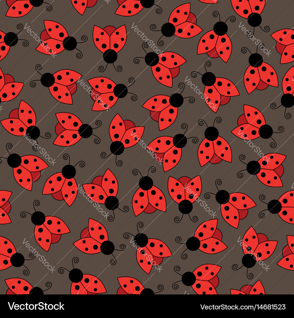 Ladybug seamless pattern art background vector image