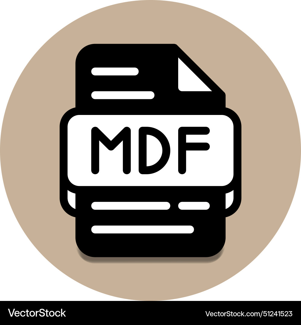 Mdf file type database icon document files Mdf file type database icon document files vector image