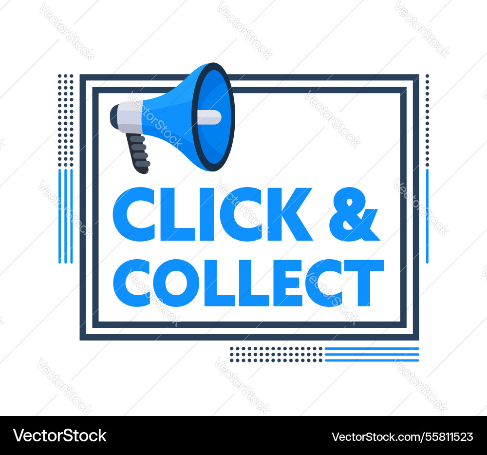 Megaphone announcing click and collect shopping Megaphone announcing click and collect shopping vector image