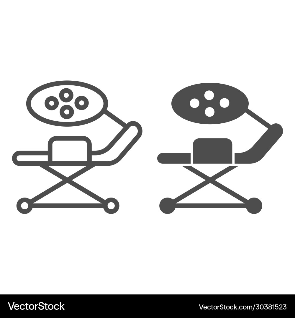Operating table with lamp line and glyph icon Vector Image