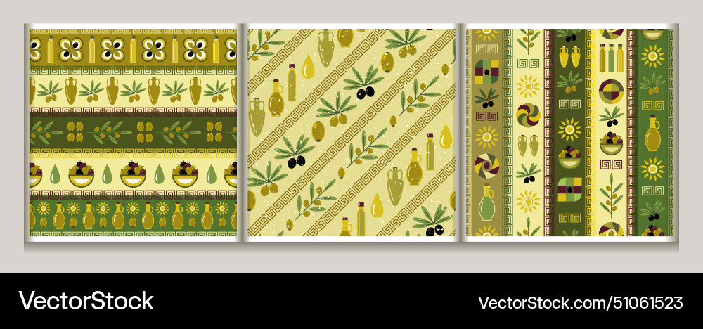 Patterns with olives in simple flat style Patterns with olives in simple flat style vector image