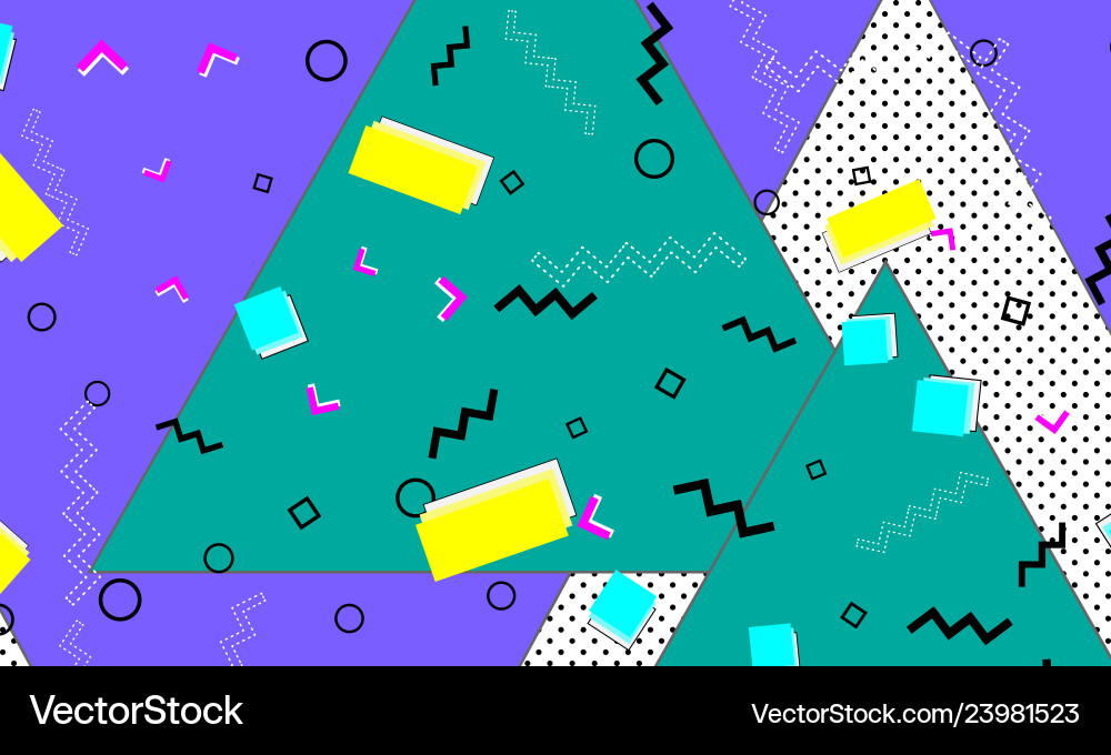 Pop art color background memphis pattern vector image