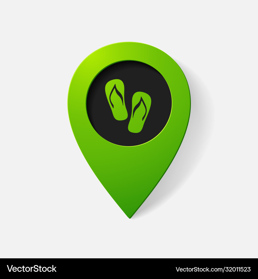 Realistic color pointer beach flip flops Vector Image