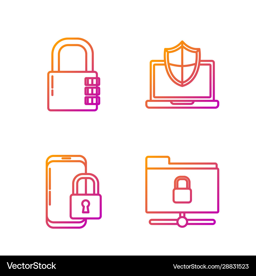 Set line ftp folder and lock smartphone Set line ftp folder and lock smartphone vector image