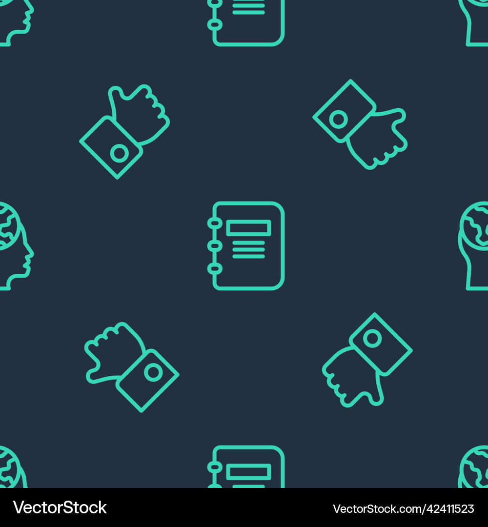 Set line notebook hand like and learning foreign Set line notebook hand like and learning foreign vector image