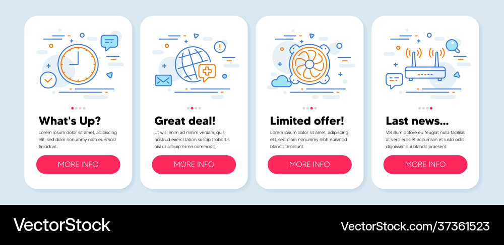 Set science icons such as time computer fan Set science icons such as time computer fan vector image