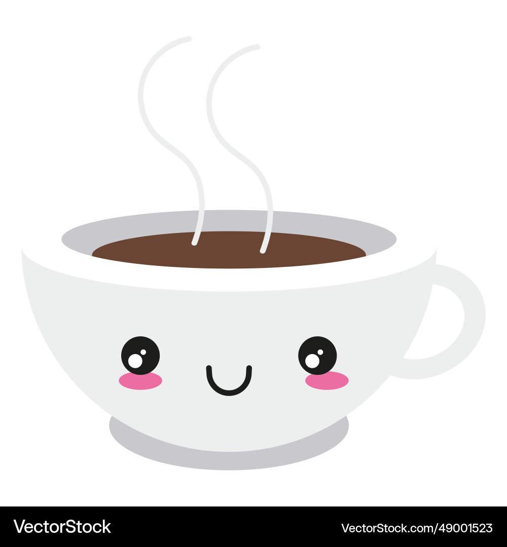 Smile kawaii face coffee cup vector image