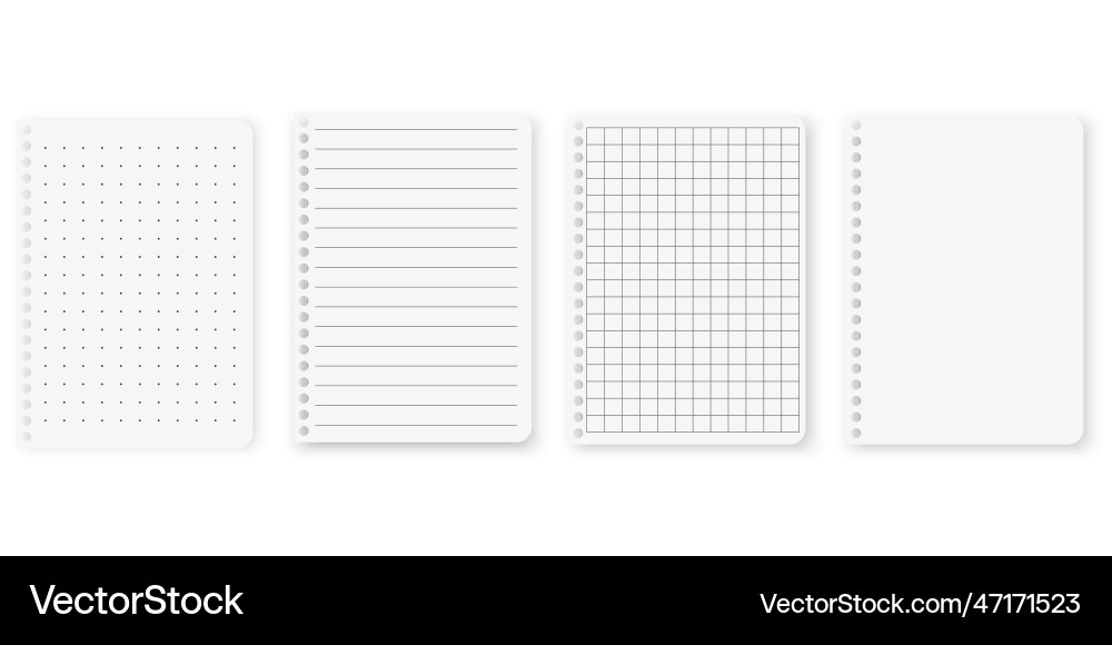 Squared and lined paper sheets of notebook Squared and lined paper sheets of notebook Vector Image