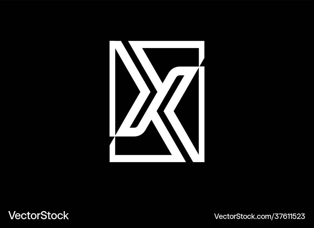 X linear minimalism square rectangle logogram Vector Image