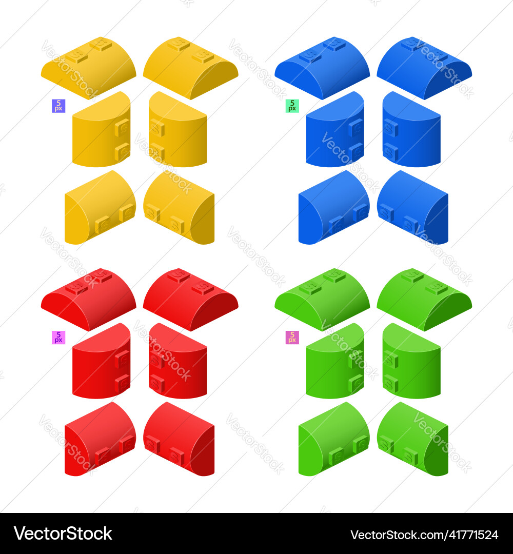 3d set of colored constructor kit in isometry 3d set of colored constructor kit in isometry vector image