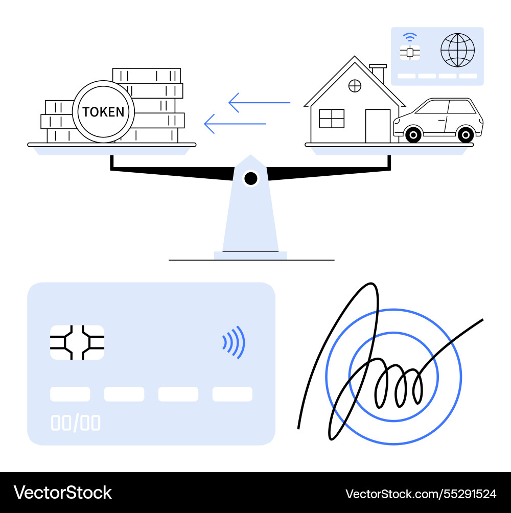Balancing digital tokens and assets with smart Vector Image