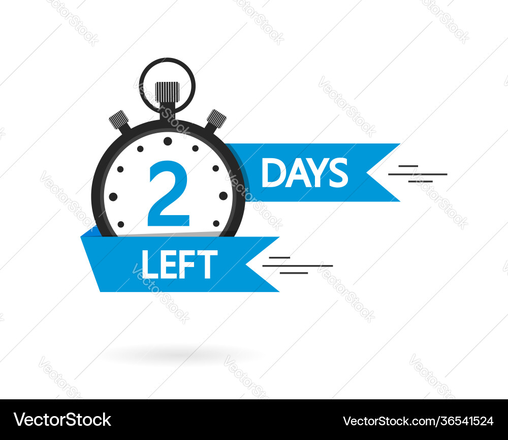 Countdown with left 2 day timer 3 go Countdown with left 2 day timer 3 go Vector Image