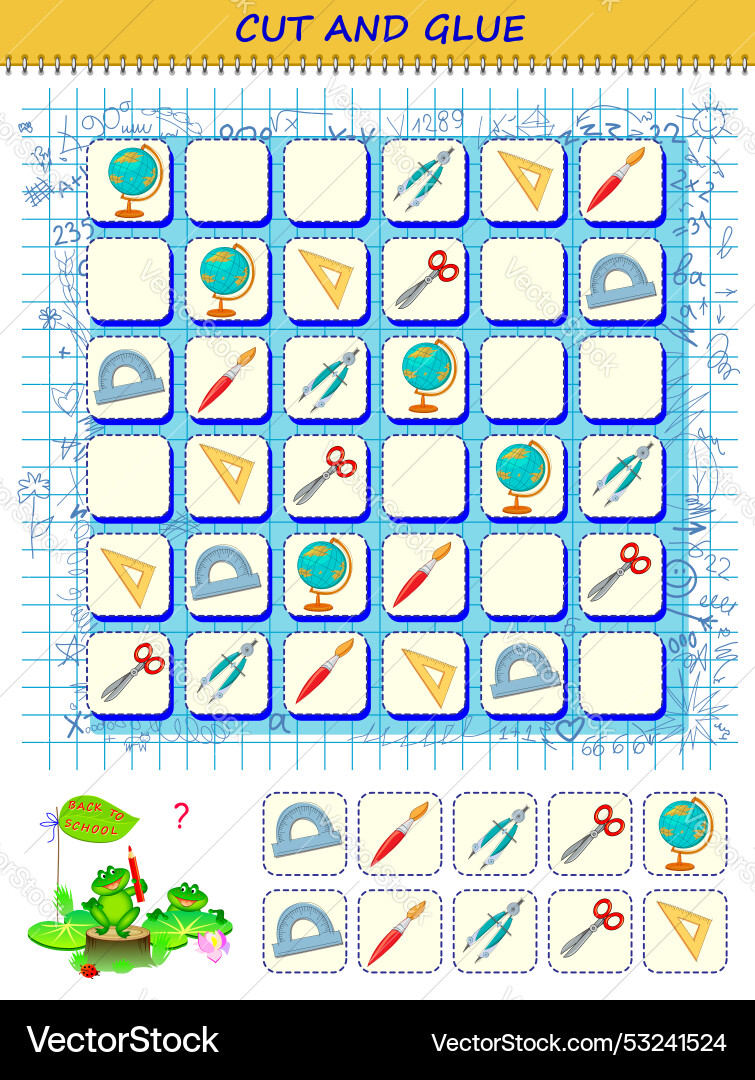 Cut and Glue School Activity Vector Image