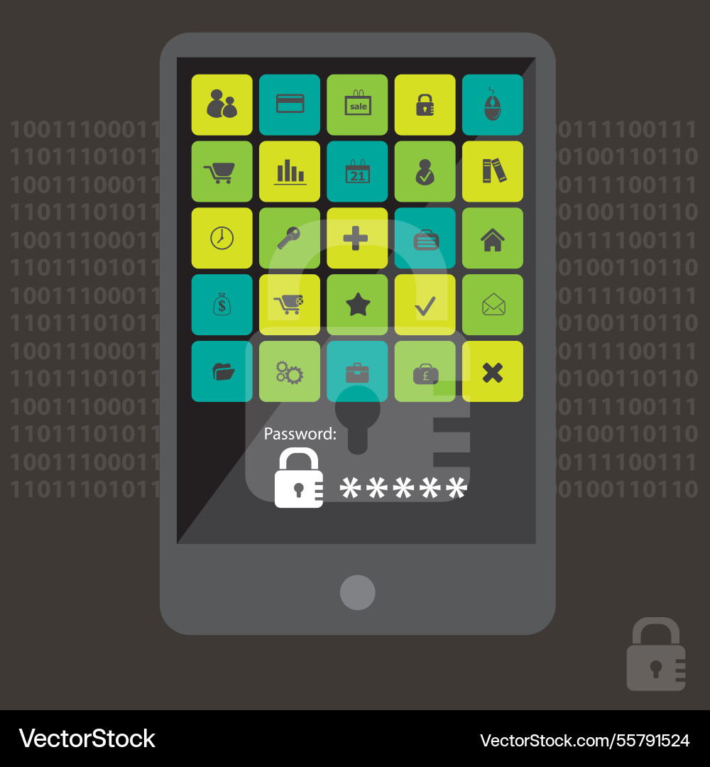 Digital security and web icons vector image