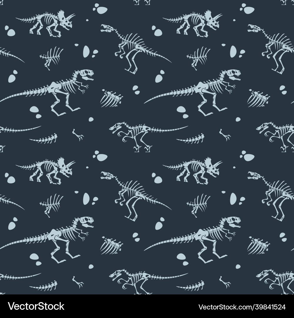 Dinosaur Skeleton Pattern - Seamless Texture vector image